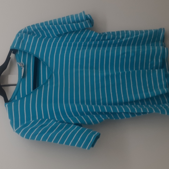 2 Chico’s Blue  Color  stripe Tees Size 1 & St John Bay Tie Dye - Picture 2 of 10